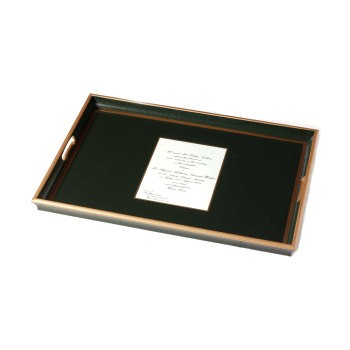 Screened Range Wedding invitation tray with glass base, 55 x 40cm, bottle green