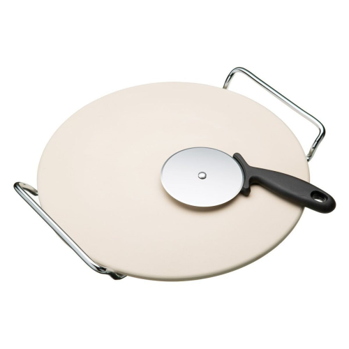 World of Flavours - Italian Pizza stone, stand and cutter set, 32cm