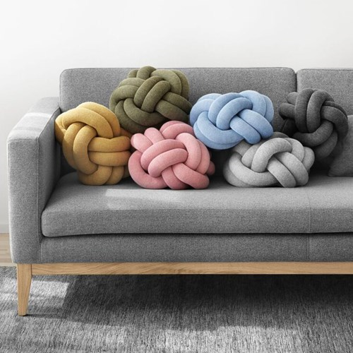 Knot Cushion, H30 x W30 x D15cm, white grey