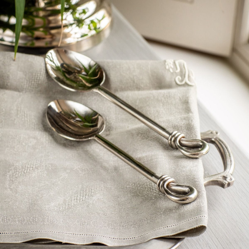 Polished Knot Pair of serving spoons, 24.5cm, Stainless Steel