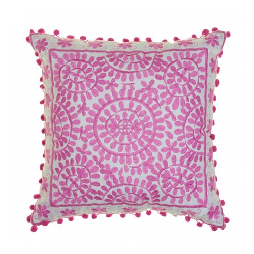 Souk Embroidered cushion, L40 x W40cm, Pink