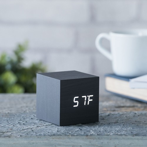 Cube Click Clock, L6.8 x W6.8 x H6.8cm, black/white