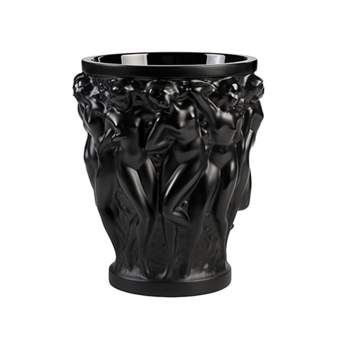 Bacchantes Vase, H14.6 x D12.3cm, Black, Satin Finished, Crystal