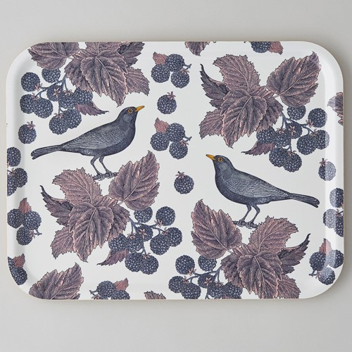 Blackbird & Bramble Large tray, 43 x 33cm, birch veneer/purple/pink