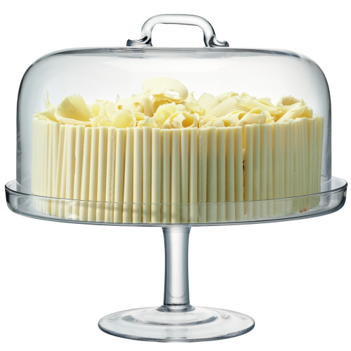Serve Cakestand and dome, 34.5cm and 32cm, clear