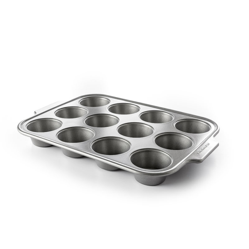 Metal Bakeware 12 Piece Muffin Pan, Grey