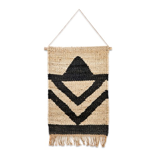 Kilbo Hemp - Triangles Wall hanging, 130 x 61.5cm, Black And Natural