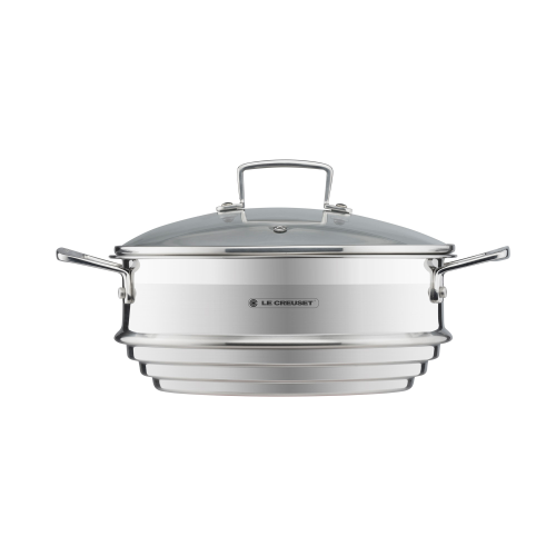 3 Ply Stainless Steel Large multisteamer with glass lid, 34 x 24 x 17cm