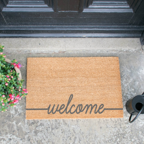 Welcome Doormat, L60 x W40 x H1.5cm, Grey