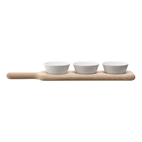 Paddle Bowl & paddle set, L40cm, white/oak