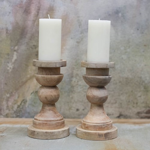 Kibibi Single Candlestick, 23 x 13cm, mango wood
