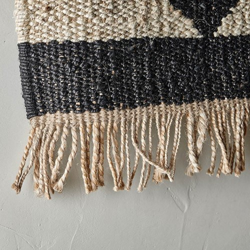 Kilbo Hemp - Triangles Wall hanging, 130 x 61.5cm, Black And Natural